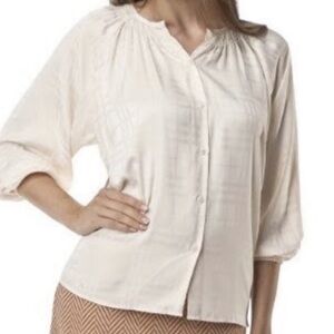 Tucker‎ for Target cream windowpane blouse size large
